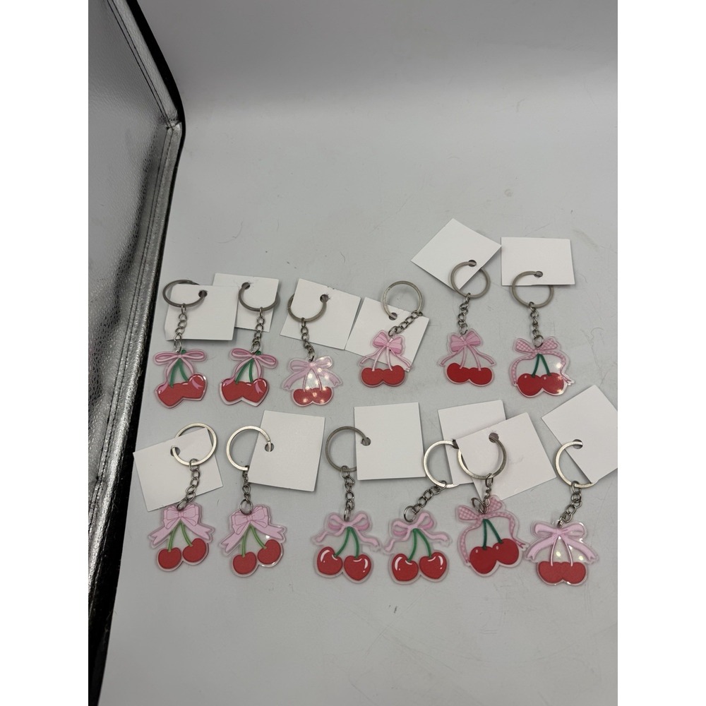 Lot Of 12 Keychains Bundle Acrylic Cherry Girly Keychains Charms